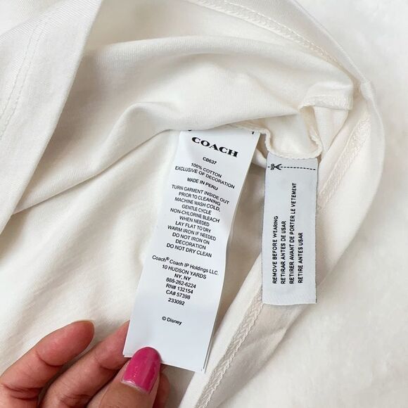 NWT Disney X‎ Coach Signature Sleeping Beauty T Shirt off white size L - Picture 9 of 10